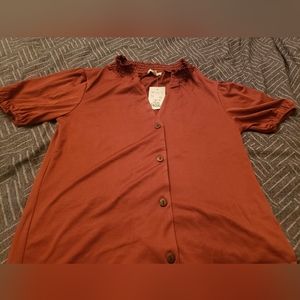 Faith and Joy stretch blouse with puff sleeves, size S